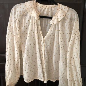 Doen Sample, white Rosebay Top with embroidery